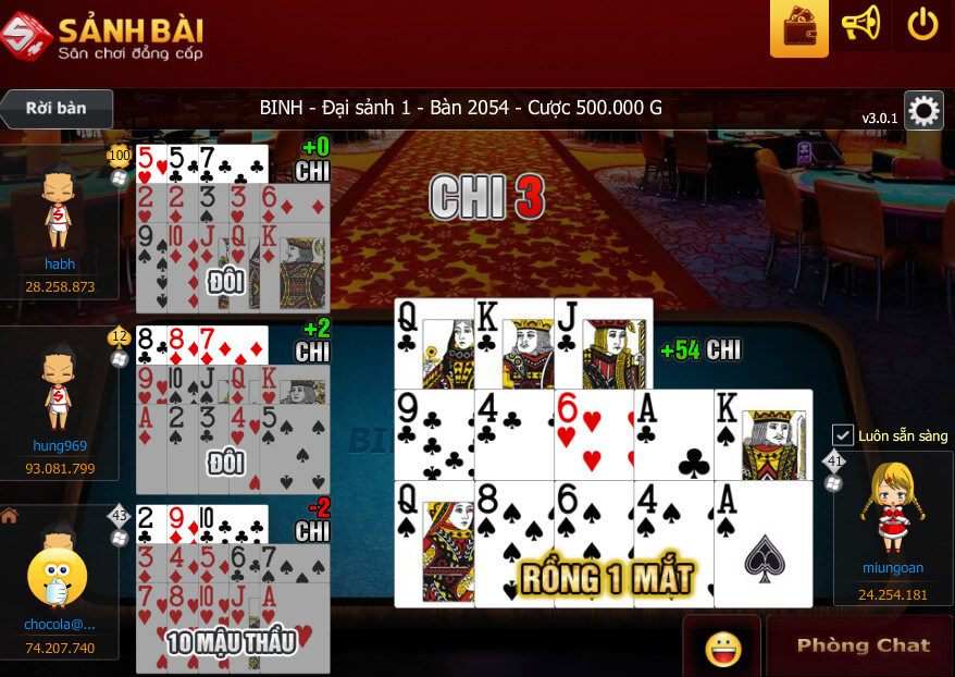 Phân định thắng thua trong game bài Mậu Binh Zowin