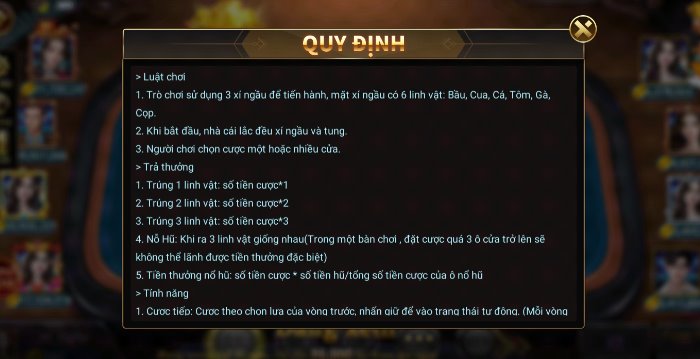 Luật chơi bầu cua Zowin